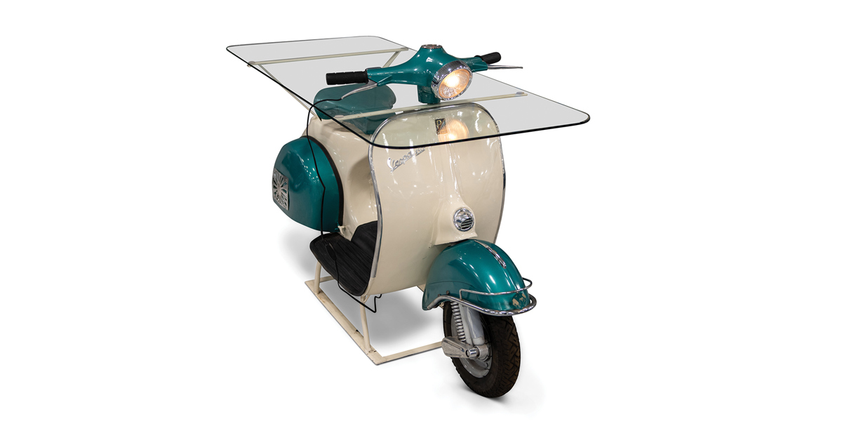 Piaggio Vespa 150 Glass Table offered at RM Sotheby's The Elkhart Collection live auction 2020