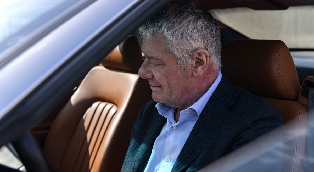 Paolo Pininfarina inside Sergio Pininfarina’s 1995 Ferrari 456 GT offered in RM Sotheby’s Monaco live auction 2022