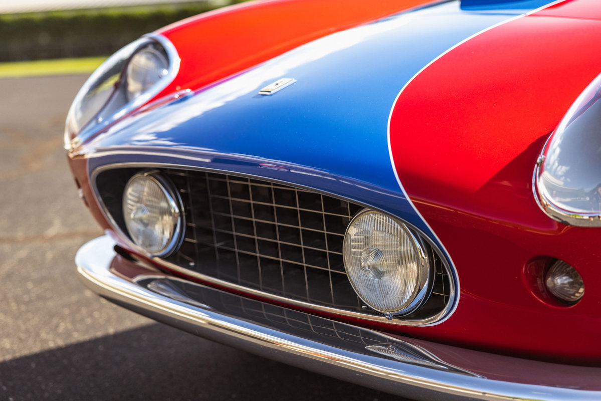Headlights of 1959 Ferrari 250 GT LWB Berlinetta 'Tour de France' by Scaglietti offered at RM Sotheby’s Monterey live auction 2022