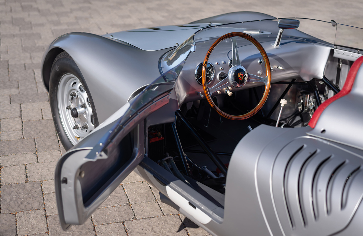 Interior of 1959 Porsche 718 RSK Werks Spyder offered at RM Sotheby's Monterey live auction 2022