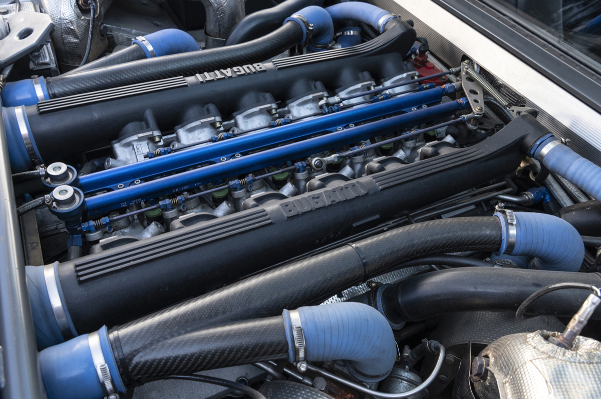 Engine of the 1994 Bugatti EB110 GT offered at RM Sotheby's Paris Live Collector Car Auction 2022